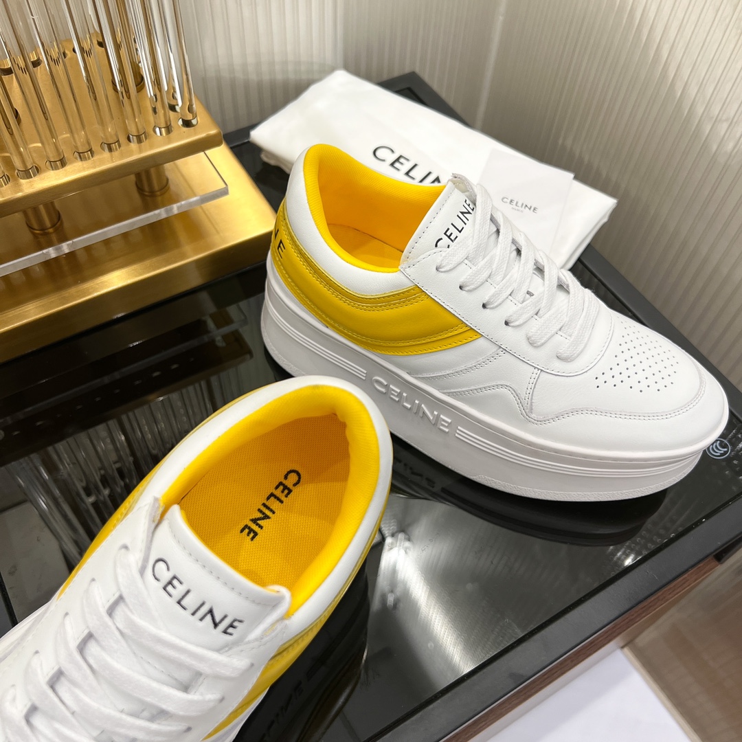 Celine Block Sneakers With Wedge Outsole In Clafskin    - DesignerGu