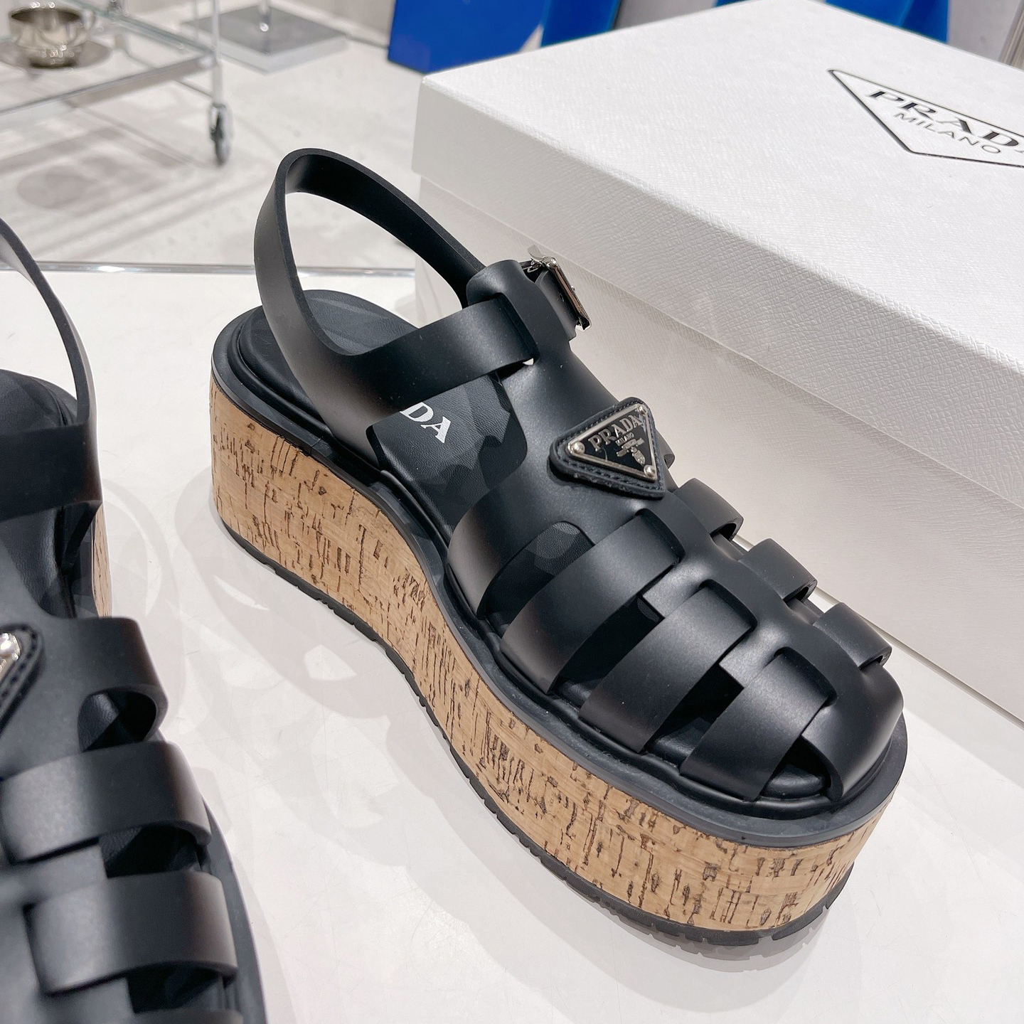 Prada Rubber Wedge Platform Sandals - DesignerGu