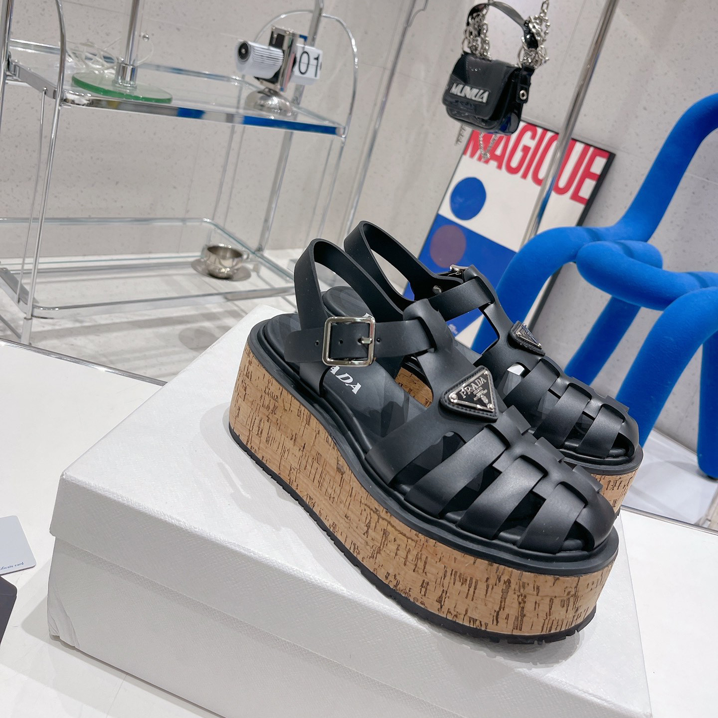 Prada Rubber Wedge Platform Sandals - DesignerGu