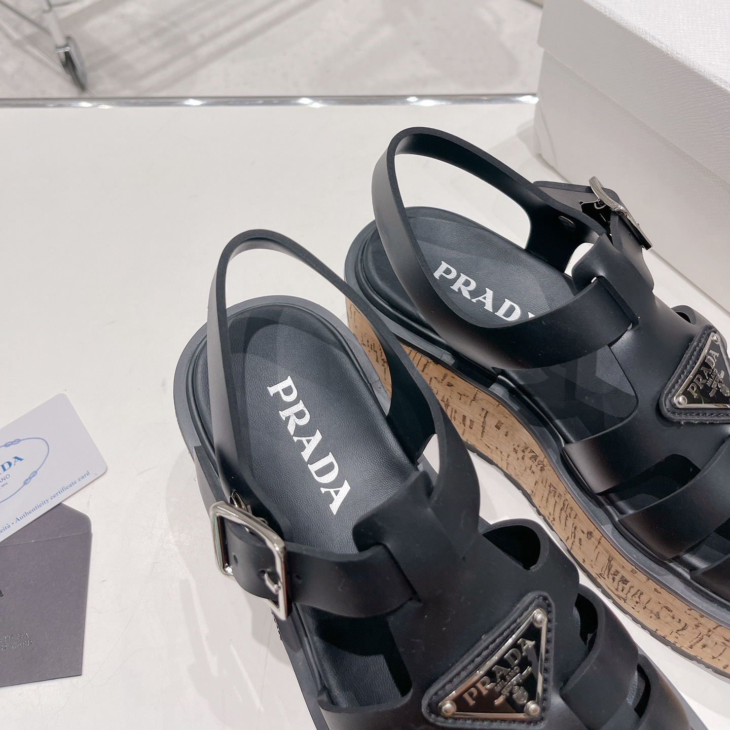 Prada Rubber Wedge Platform Sandals - DesignerGu