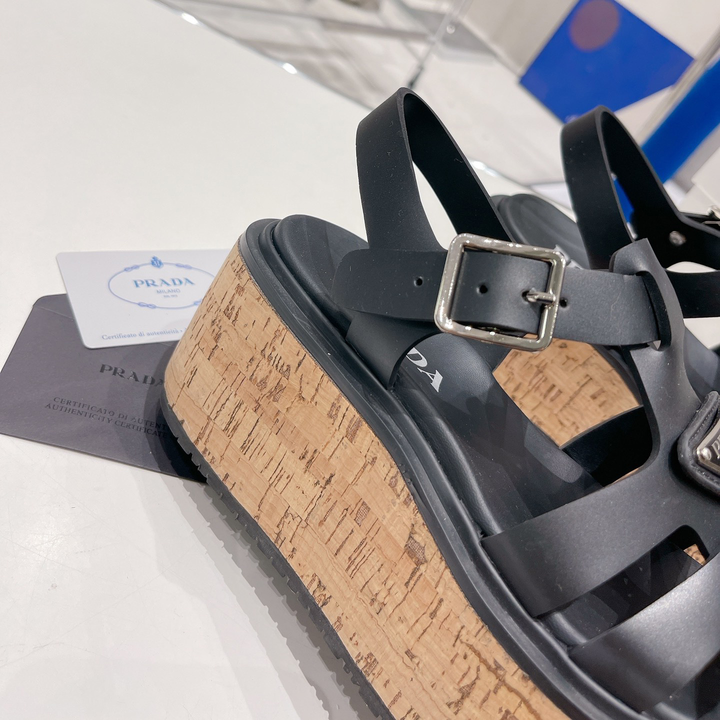 Prada Rubber Wedge Platform Sandals - DesignerGu