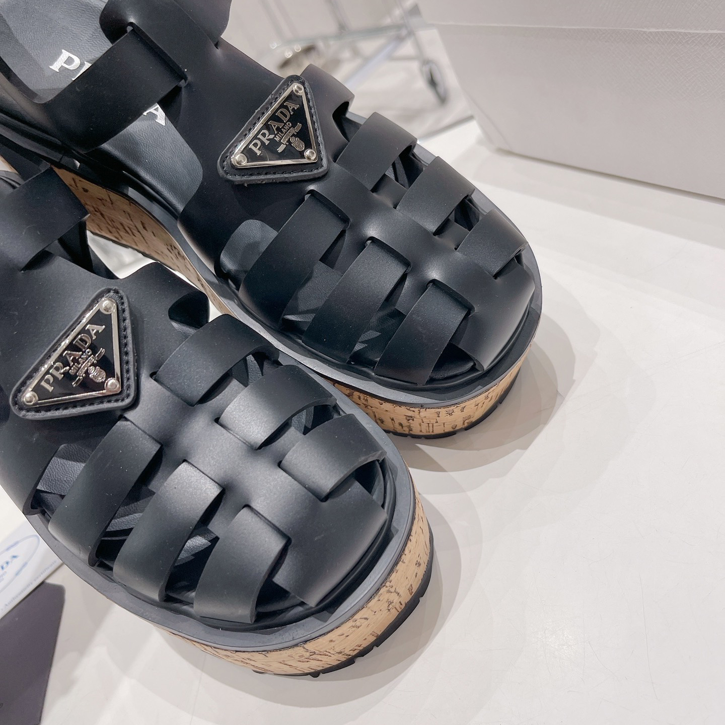 Prada Rubber Wedge Platform Sandals - DesignerGu