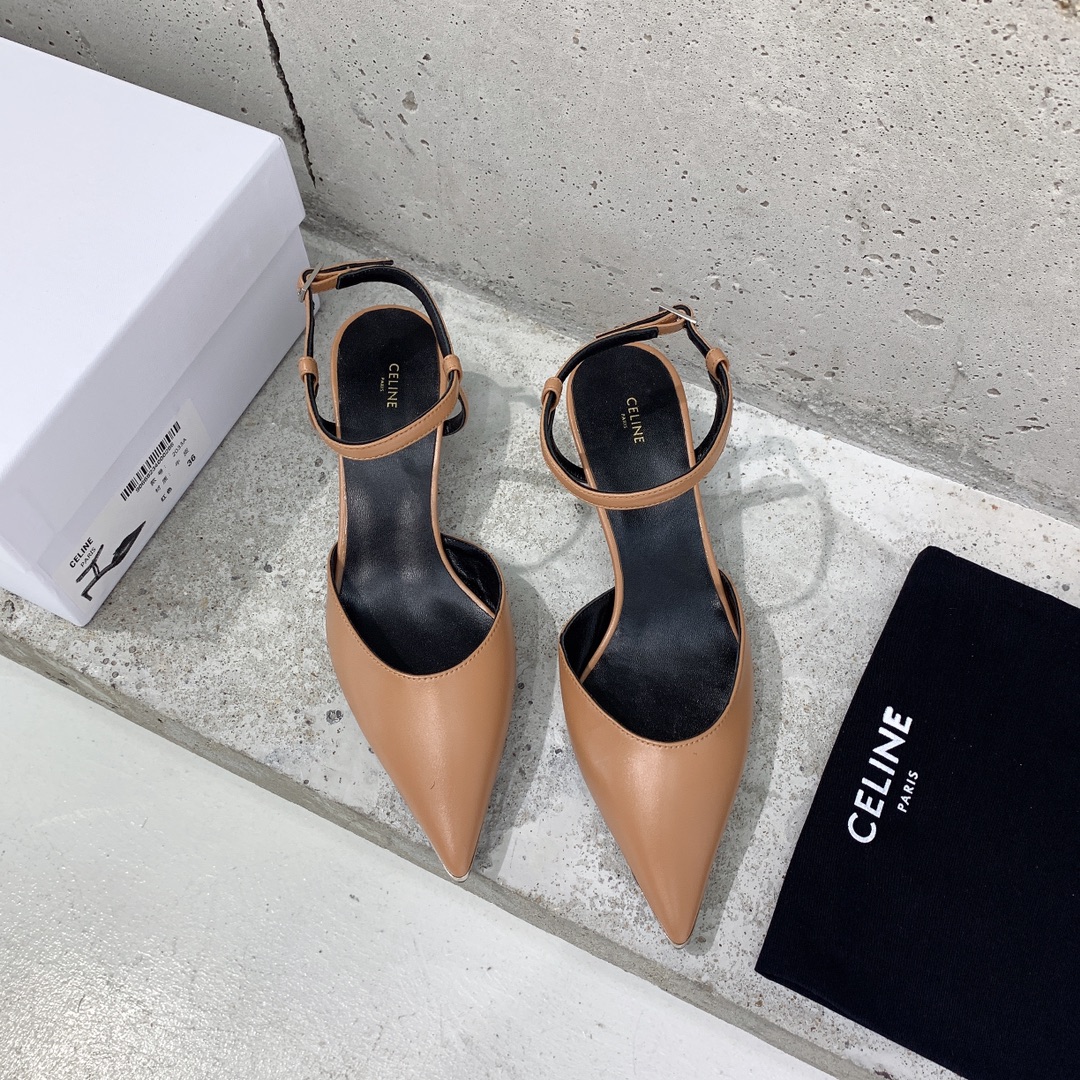 Celine Kitten With Metal Toe In Calfskin - DesignerGu