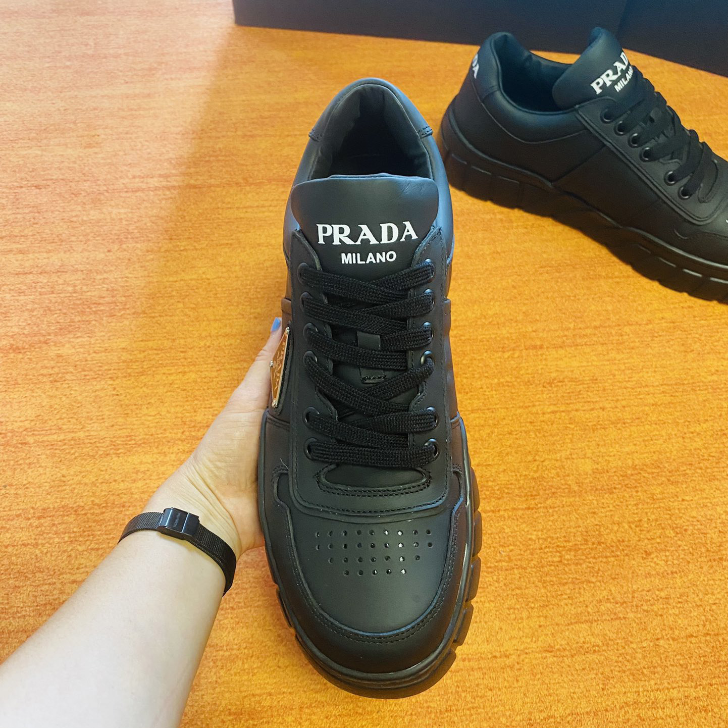 Prada Leather Sneakers - DesignerGu