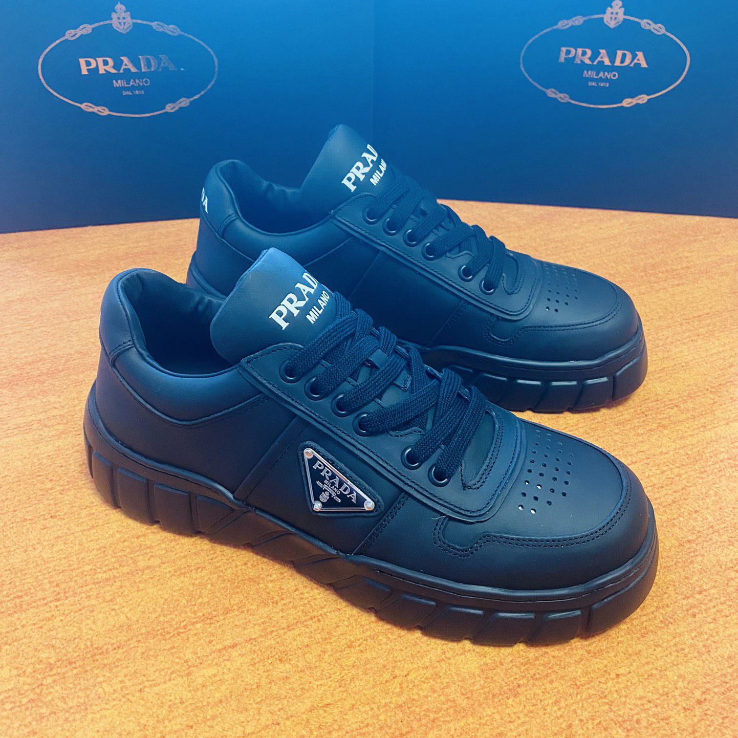 Prada Leather Sneakers - DesignerGu