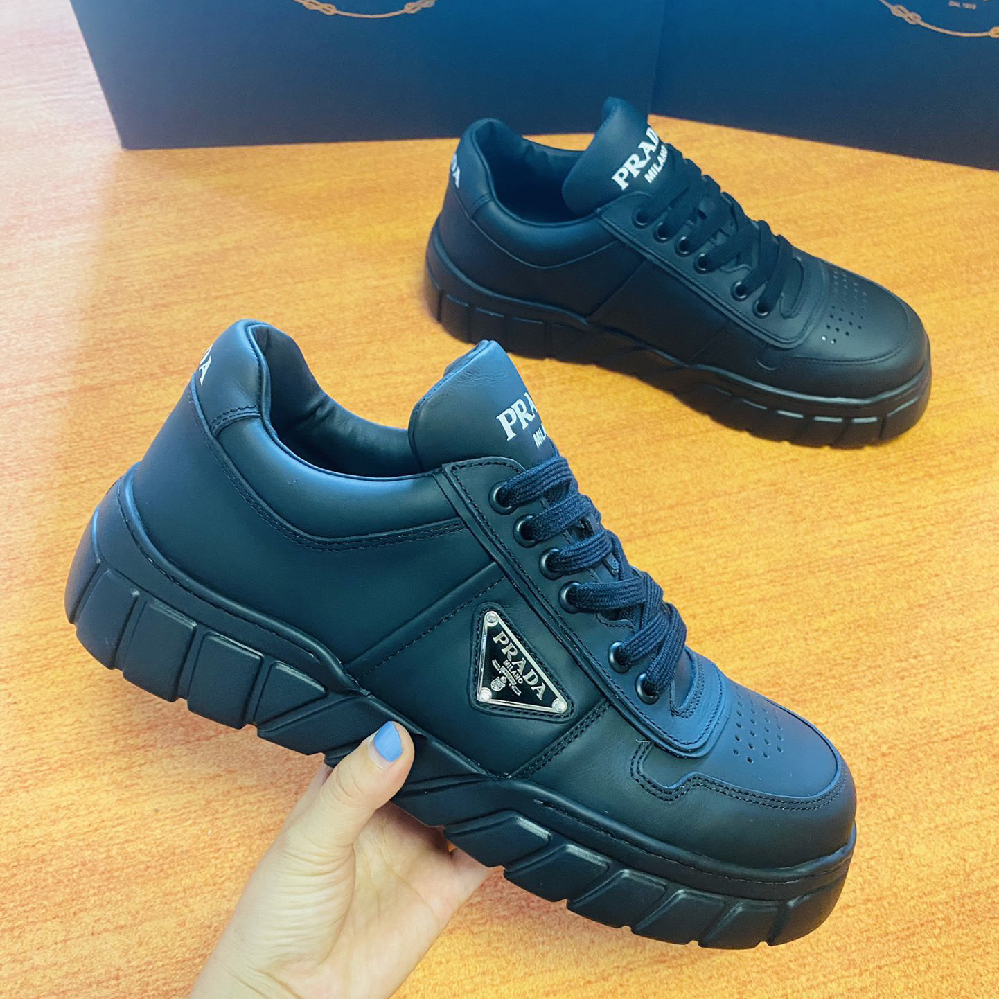 Prada Leather Sneakers - DesignerGu