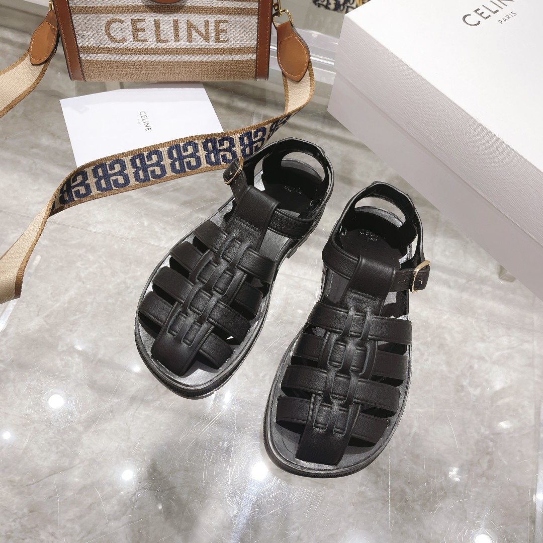 Celine Clea Chunky Sandal  In Calfskin - DesignerGu