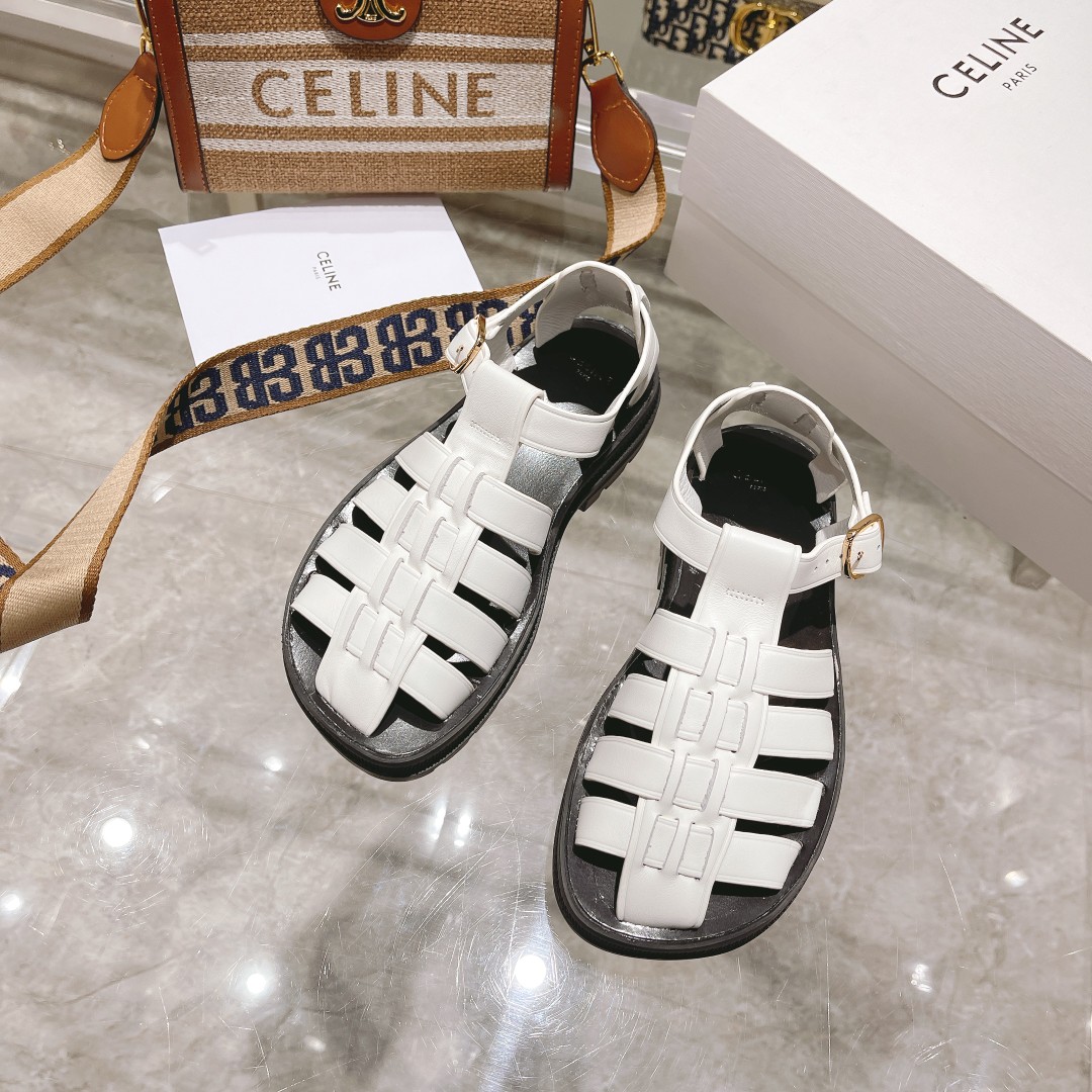 Celine Clea Chunky Sandal  In Calfskin - DesignerGu