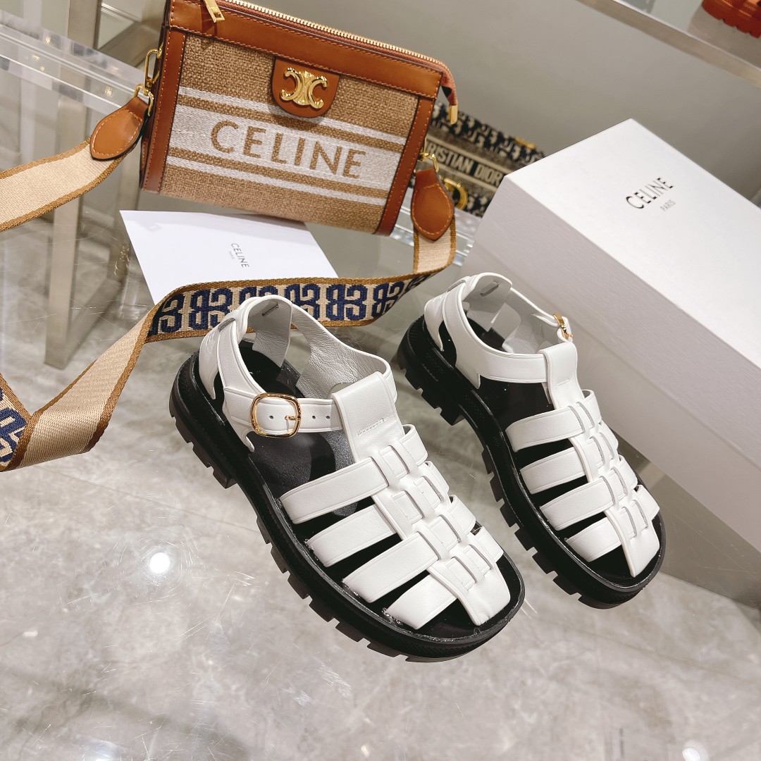 Celine Clea Chunky Sandal  In Calfskin - DesignerGu