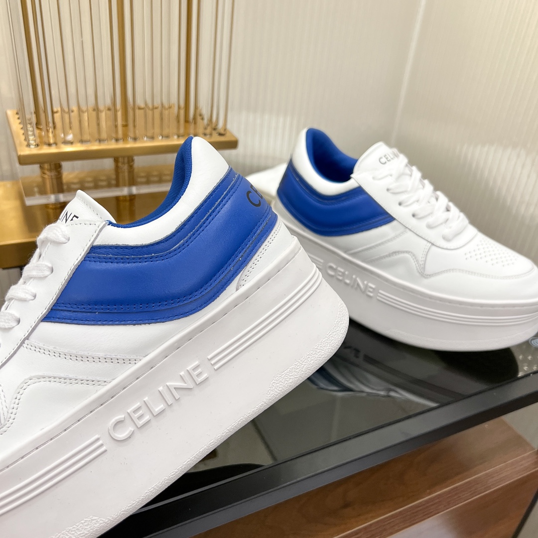 Celine Block Sneakers With Wedge Outsole In Clafskin    - DesignerGu