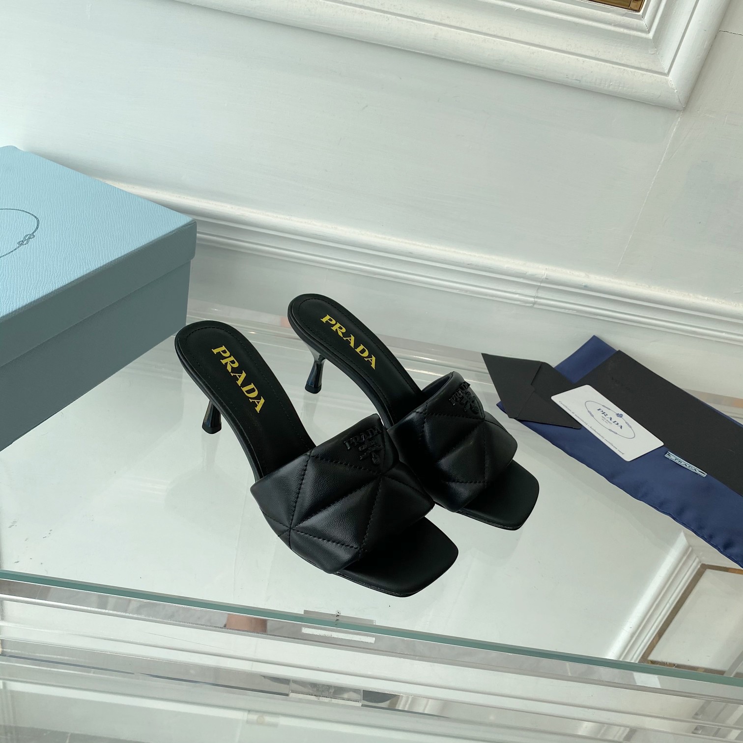 Prada Quilted Nappa Leather Heeled Sandals - DesignerGu