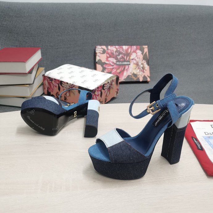 Dolce & Gabbana Runway Patchwork Denim Platform Sandals - DesignerGu