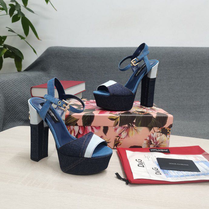 Dolce & Gabbana Runway Patchwork Denim Platform Sandals - DesignerGu