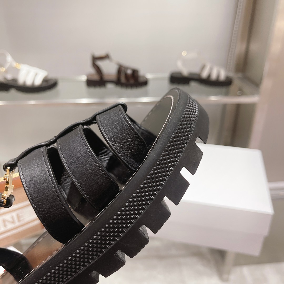 Celine Clea Triomphe Gladiator Chunky Sandal In Black - DesignerGu