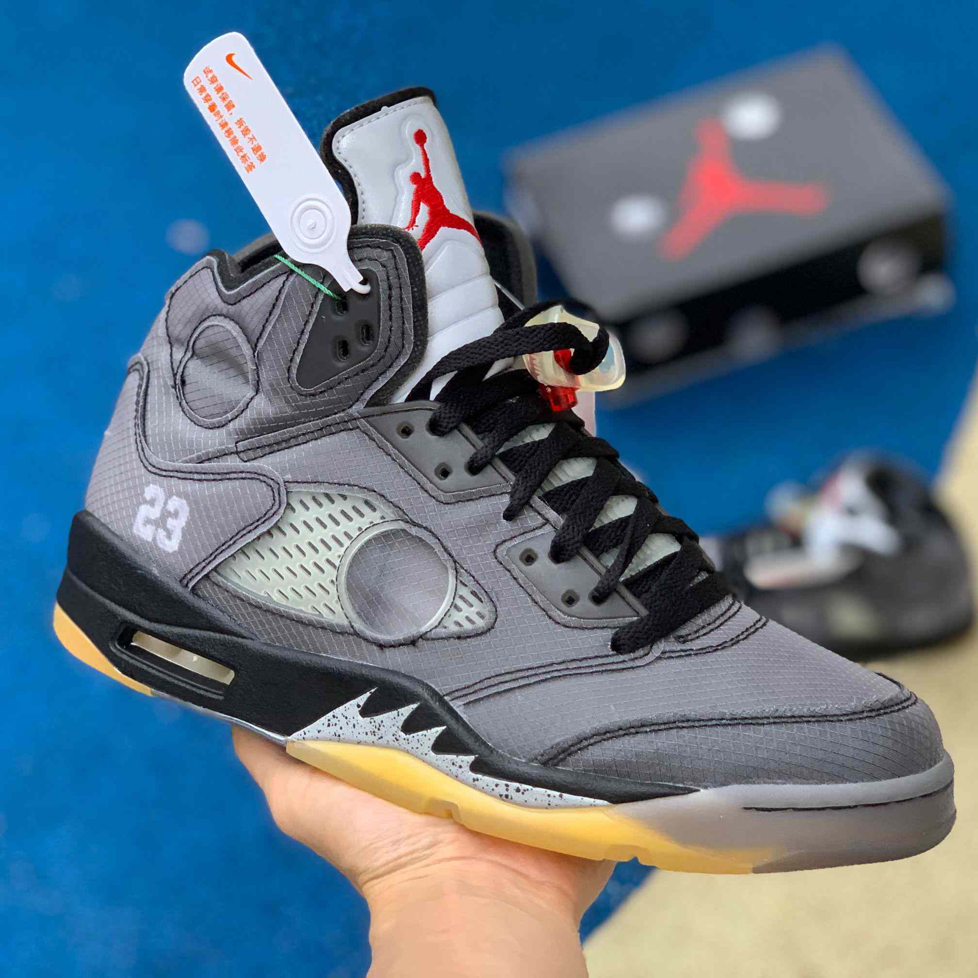 Air Jordan 5 AJ5 x Off-White OW Sneakers      CT8480-001  - DesignerGu