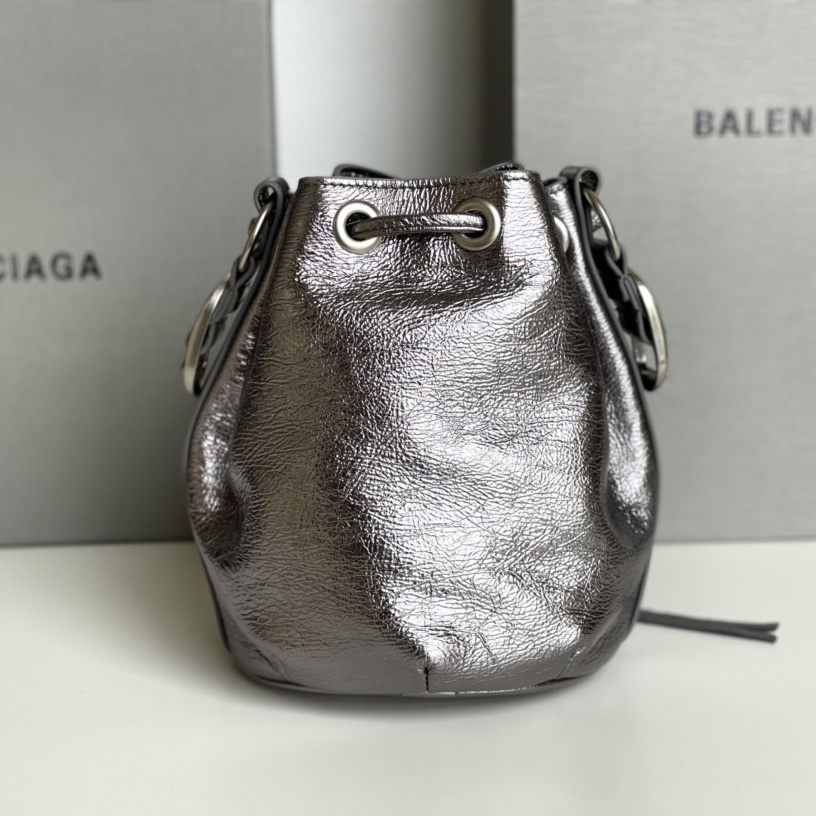 Balenciaga Le Cagole XS Bucket Bag Metallized With Rhinestones - DesignerGu