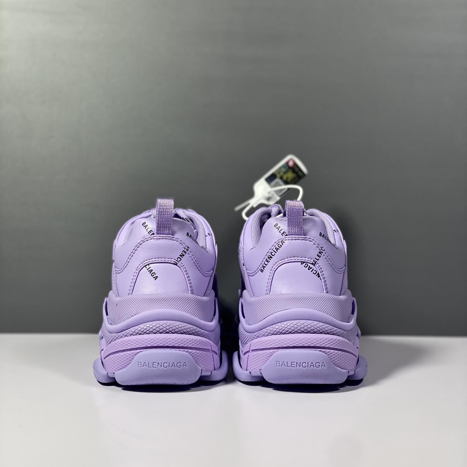 Balenciaga Triple S Sneaker Allover Logo In Light Purple And Black Technical Material - DesignerGu