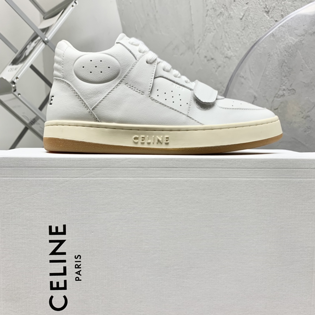 Celine CT-02 Mid Sneaker With Velcro In Calfskin - DesignerGu