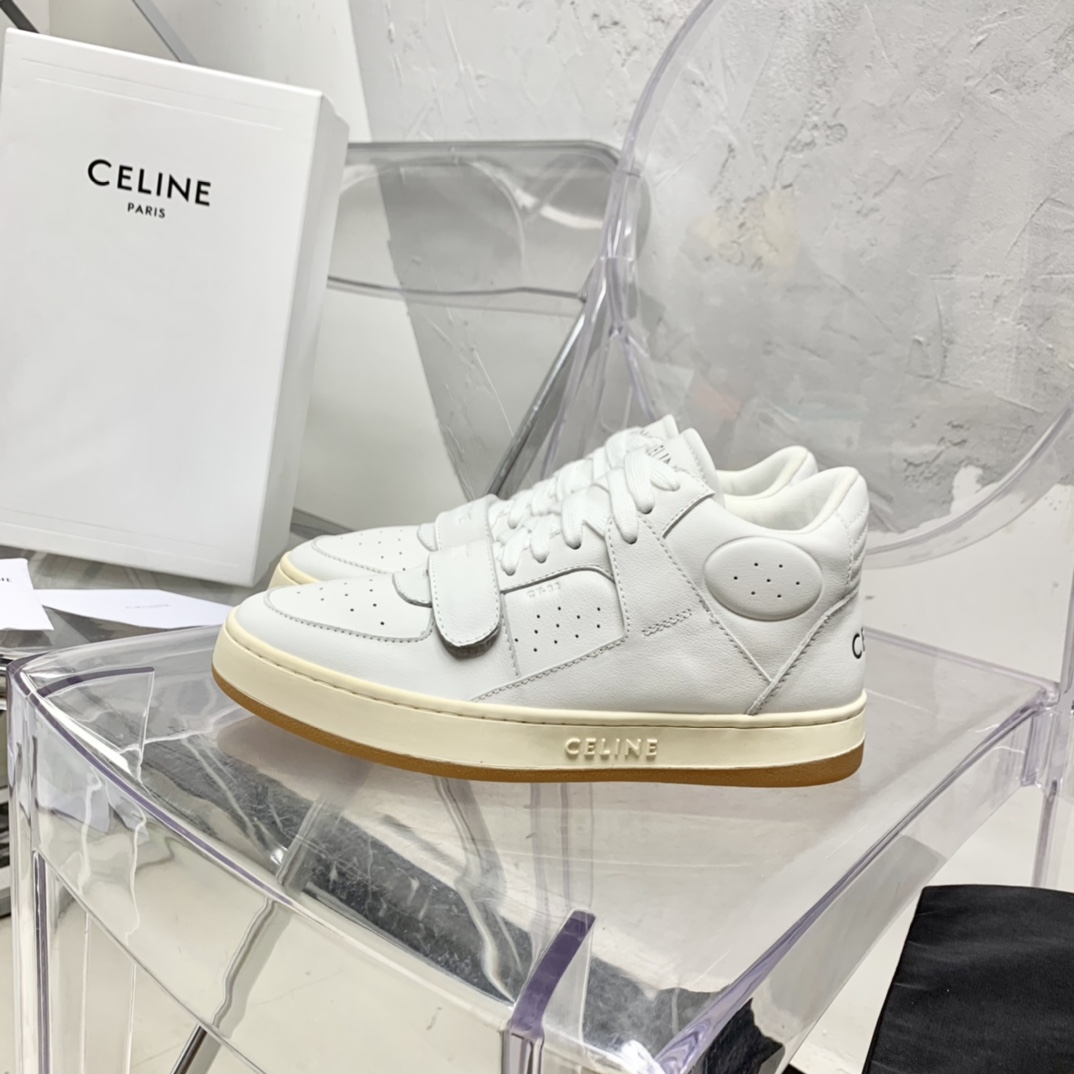 Celine CT-02 Mid Sneaker With Velcro In Calfskin - DesignerGu