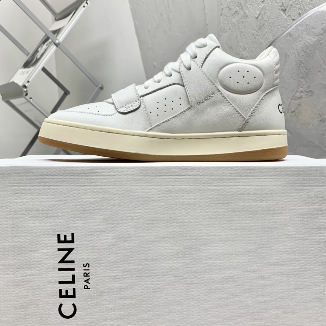 Celine CT-02 Mid Sneaker With Velcro In Calfskin - DesignerGu