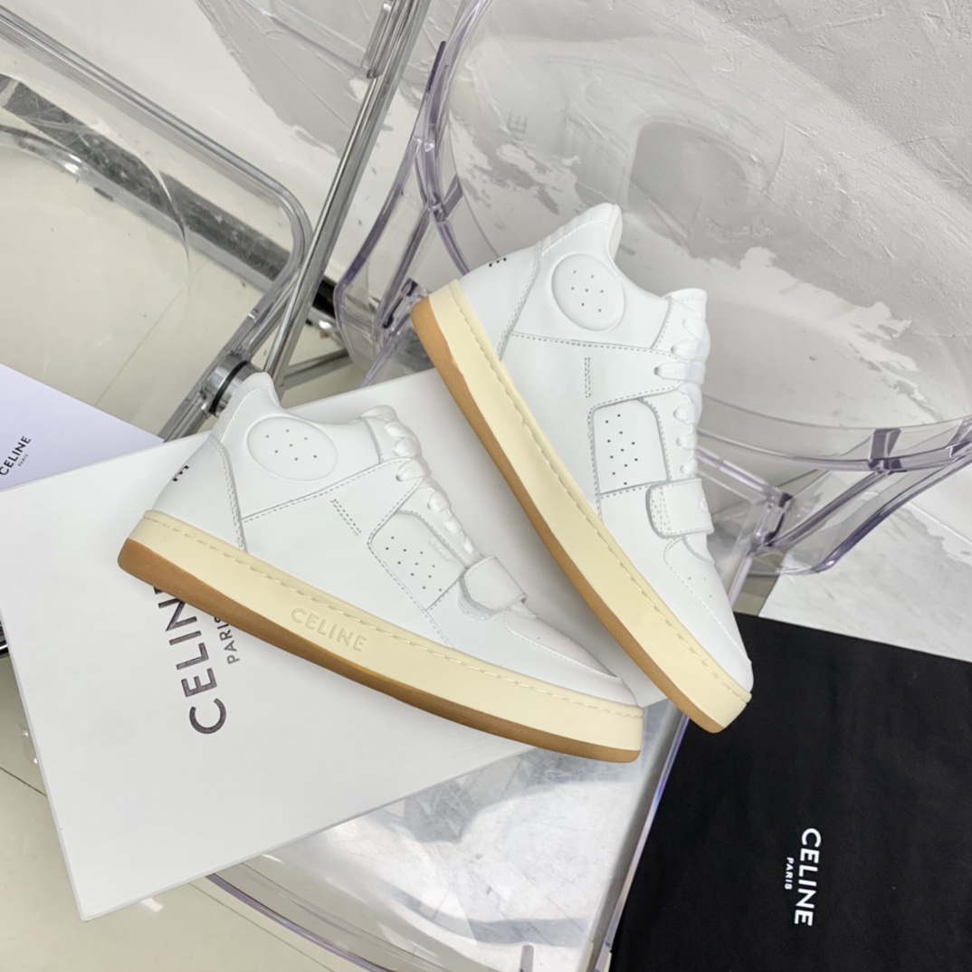 Celine CT-02 Mid Sneaker With Velcro In Calfskin - DesignerGu