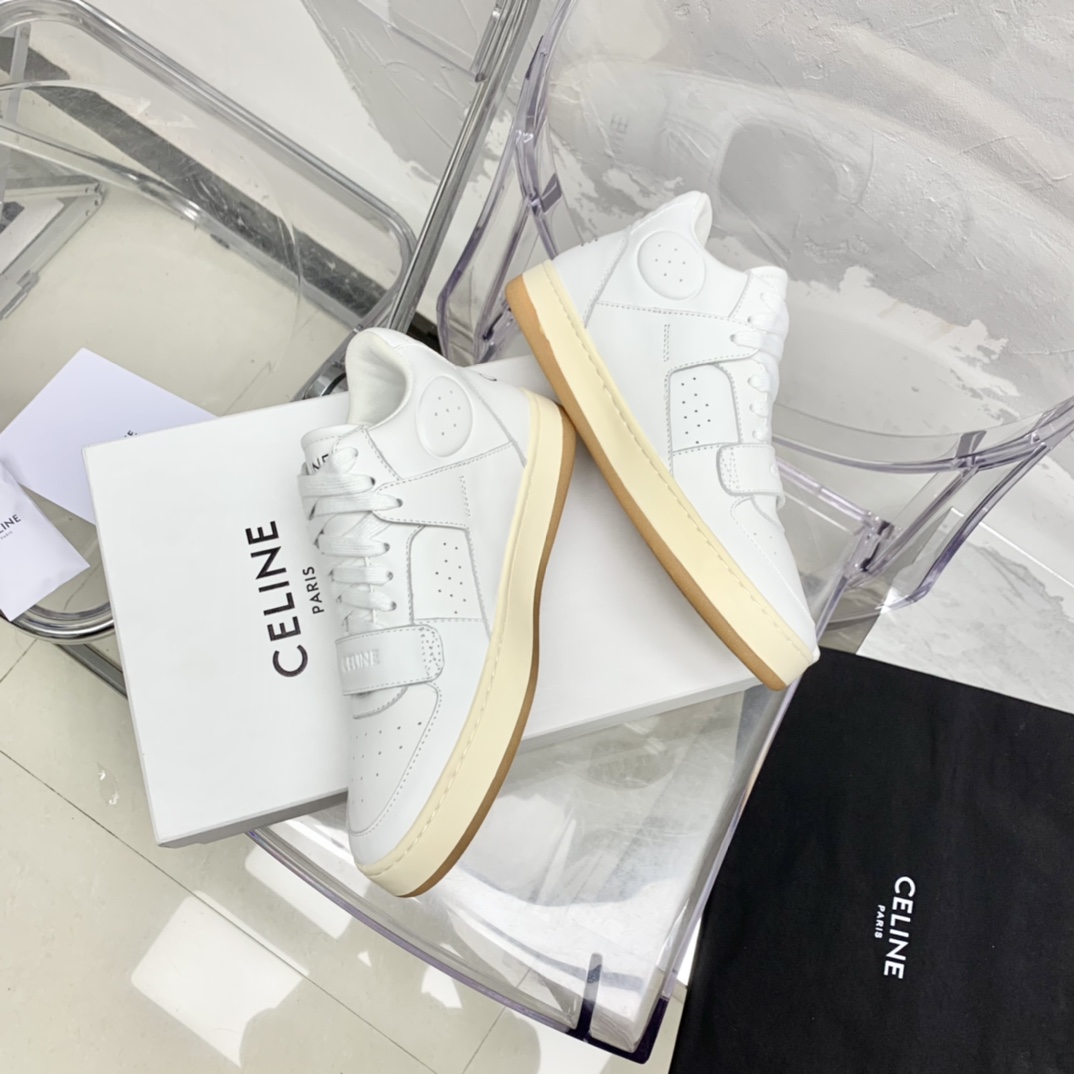 Celine CT-02 Mid Sneaker With Velcro In Calfskin - DesignerGu