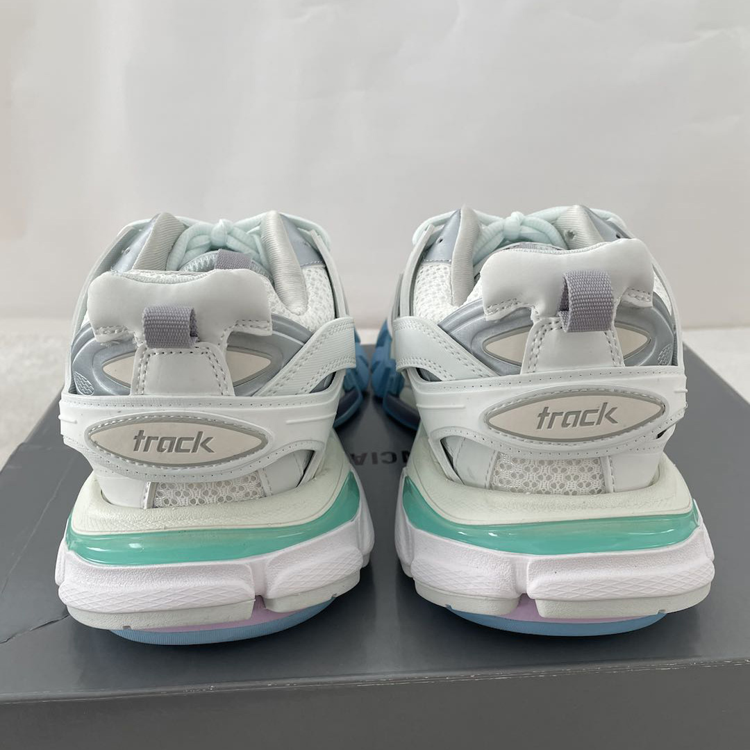 Balenciaga Track Sneaker In White And Pastel Mesh And Nylon - DesignerGu