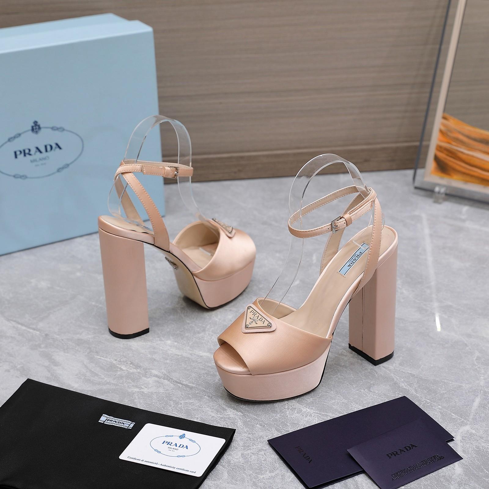 Prada High-Heeled Satin Sandals - DesignerGu