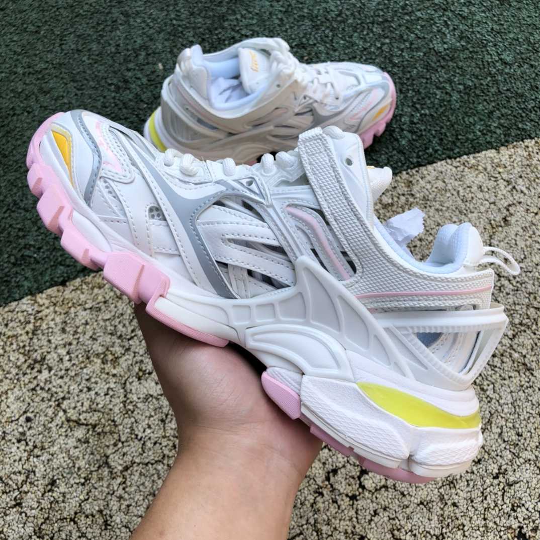 Balenciaga Track.2 Sneaker In White, Light Yellow, Light Pink And Light Blue Mesh And Nylon - DesignerGu