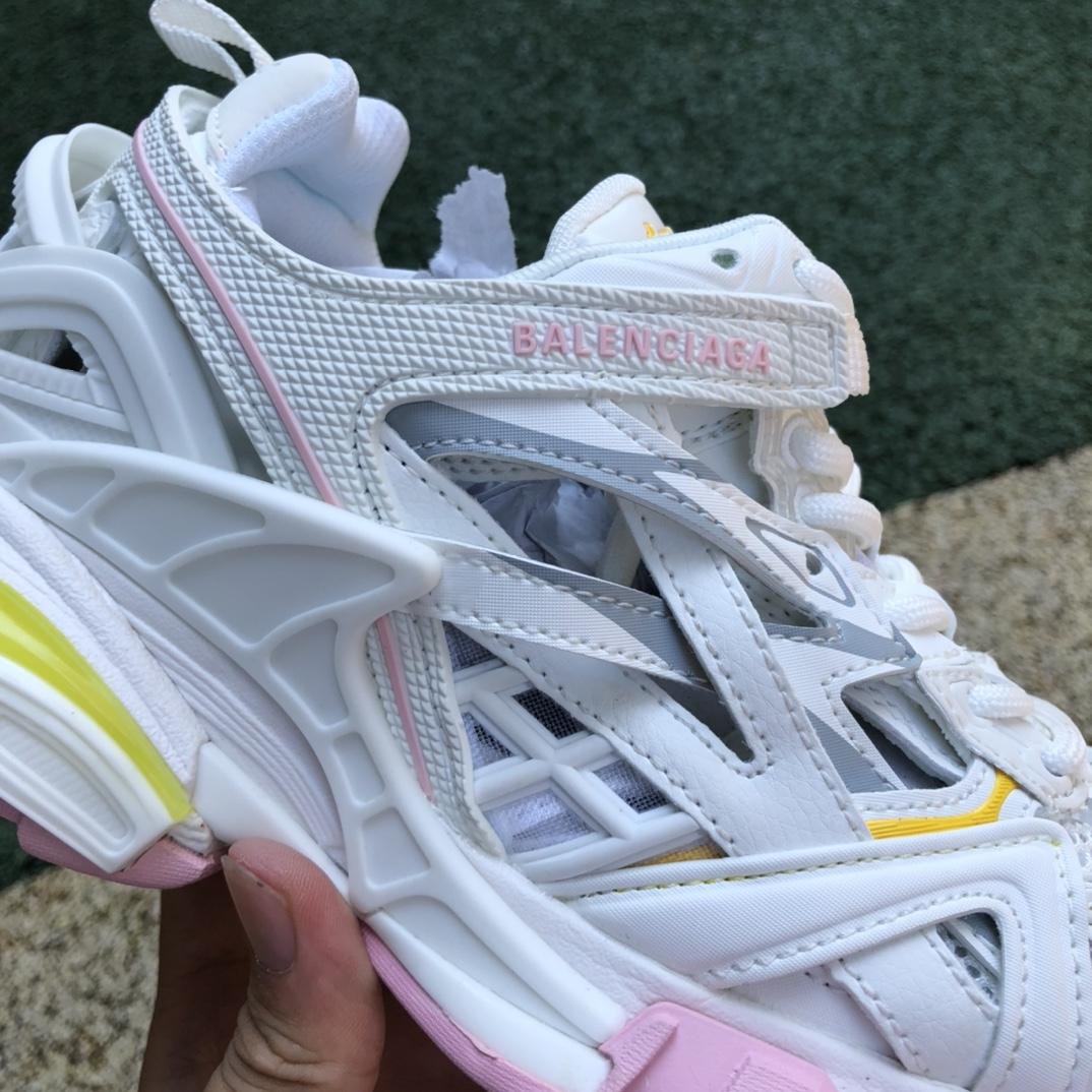 Balenciaga Track.2 Sneaker In White, Light Yellow, Light Pink And Light Blue Mesh And Nylon - DesignerGu