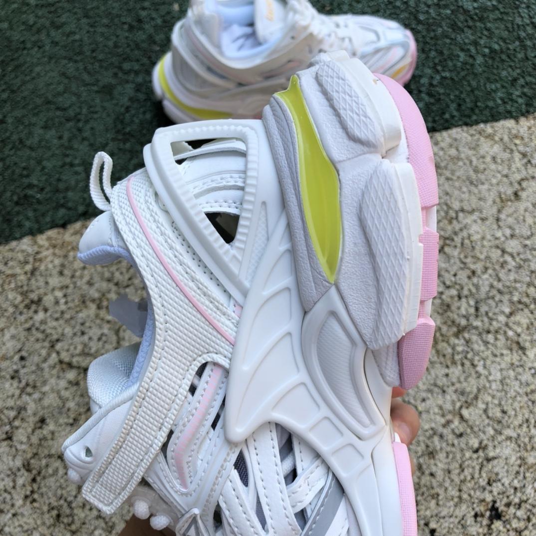 Balenciaga Track.2 Sneaker In White, Light Yellow, Light Pink And Light Blue Mesh And Nylon - DesignerGu