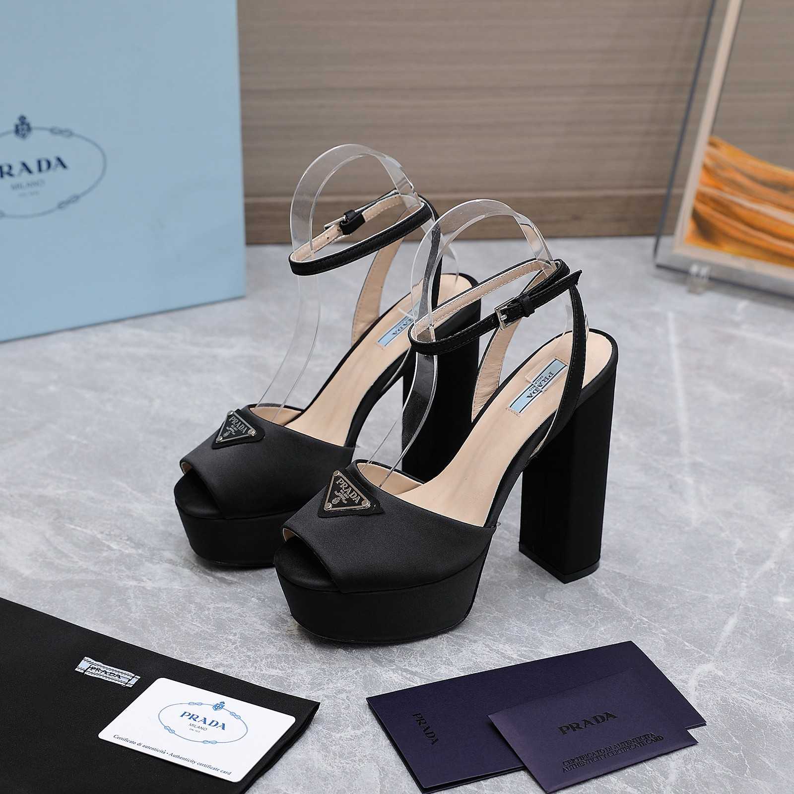Prada High-Heeled Satin Sandals - DesignerGu