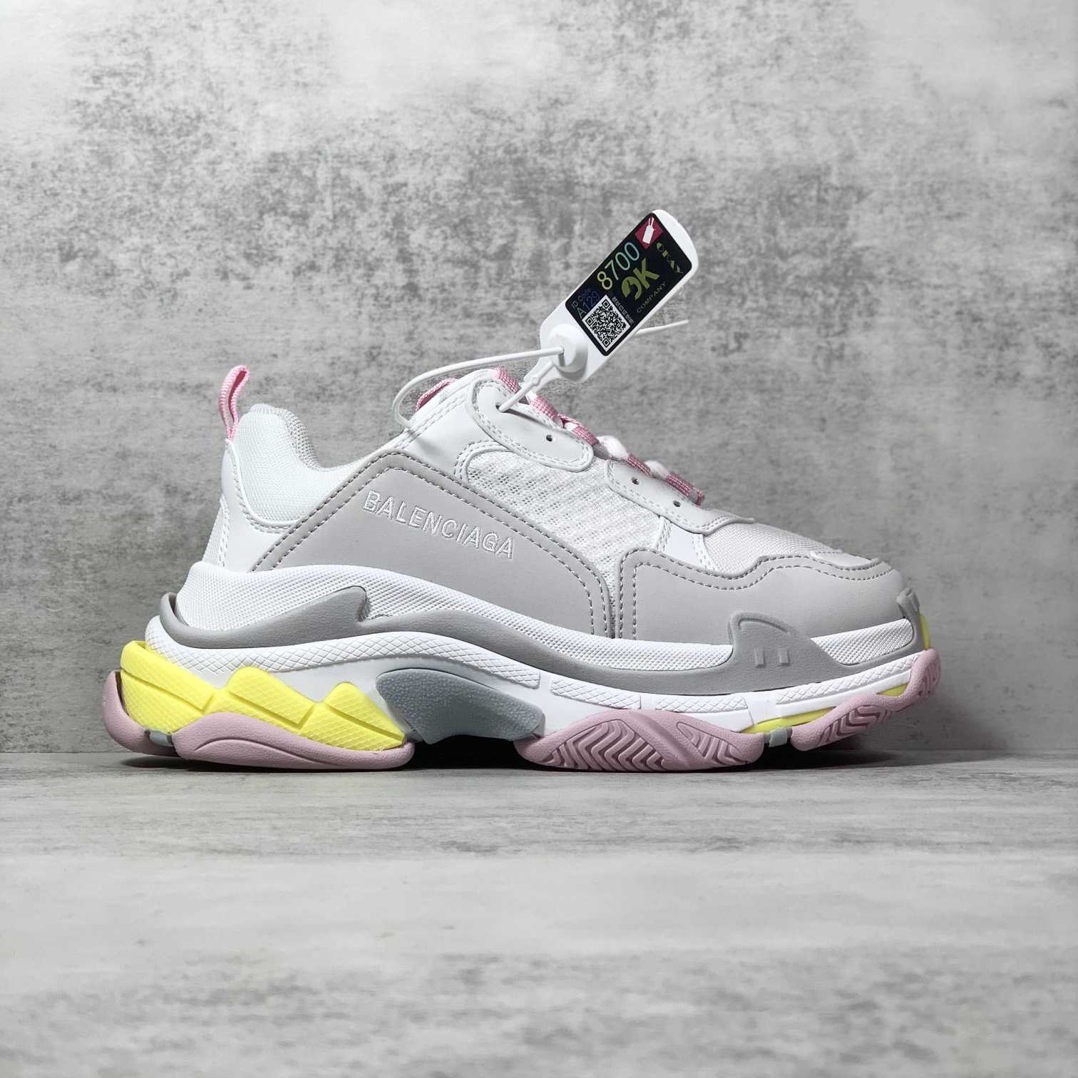 Balenciaga Triple S Sneaker In Grey, White, Light Yellow, Light Pink And Light Nlue Double Foam And Mesh - DesignerGu