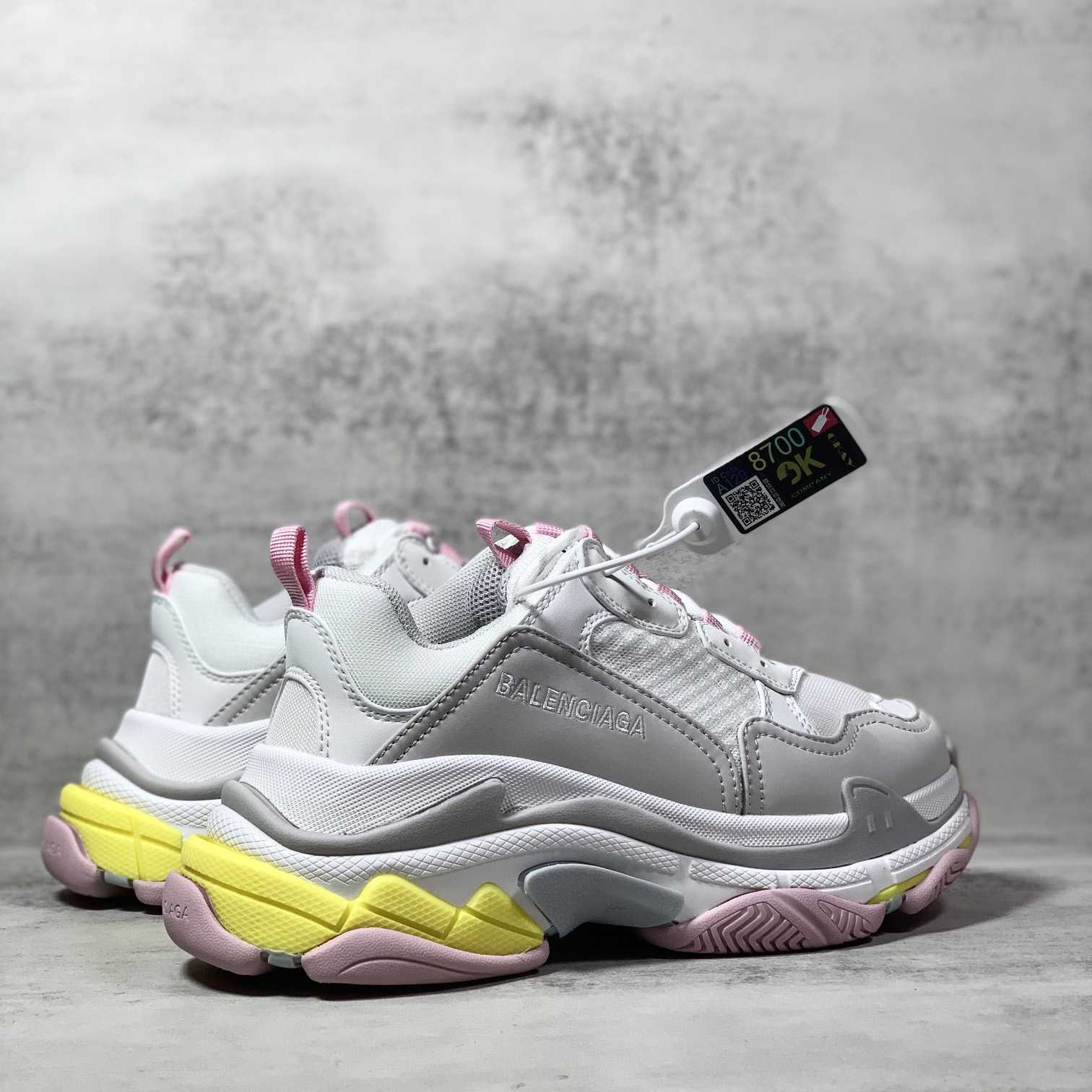 Balenciaga Triple S Sneaker In Grey, White, Light Yellow, Light Pink And Light Nlue Double Foam And Mesh - DesignerGu