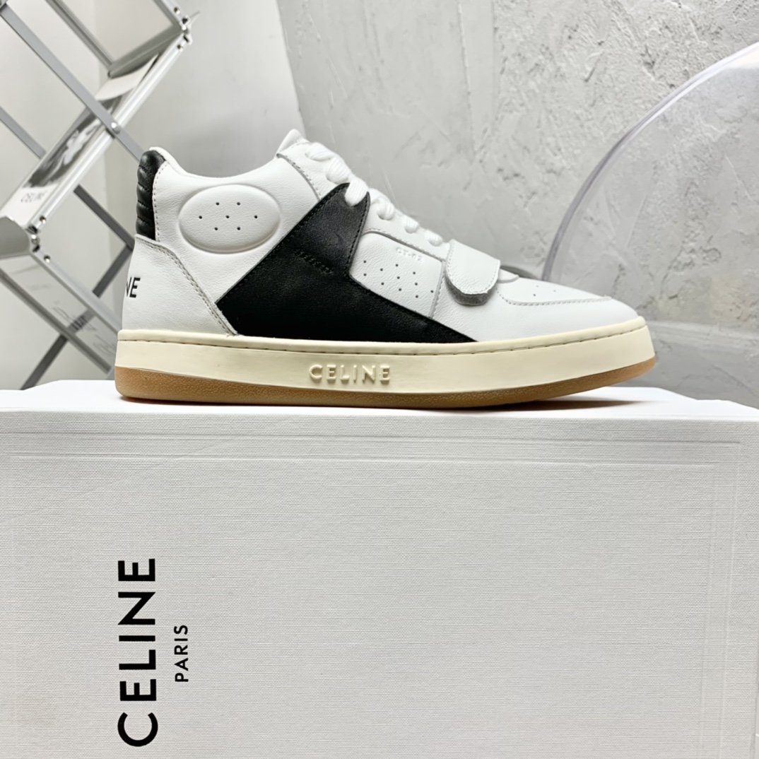 Celine CT-02 Mid Sneaker With Velcro In Calfskin - DesignerGu