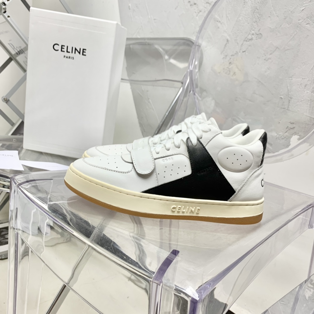 Celine CT-02 Mid Sneaker With Velcro In Calfskin - DesignerGu