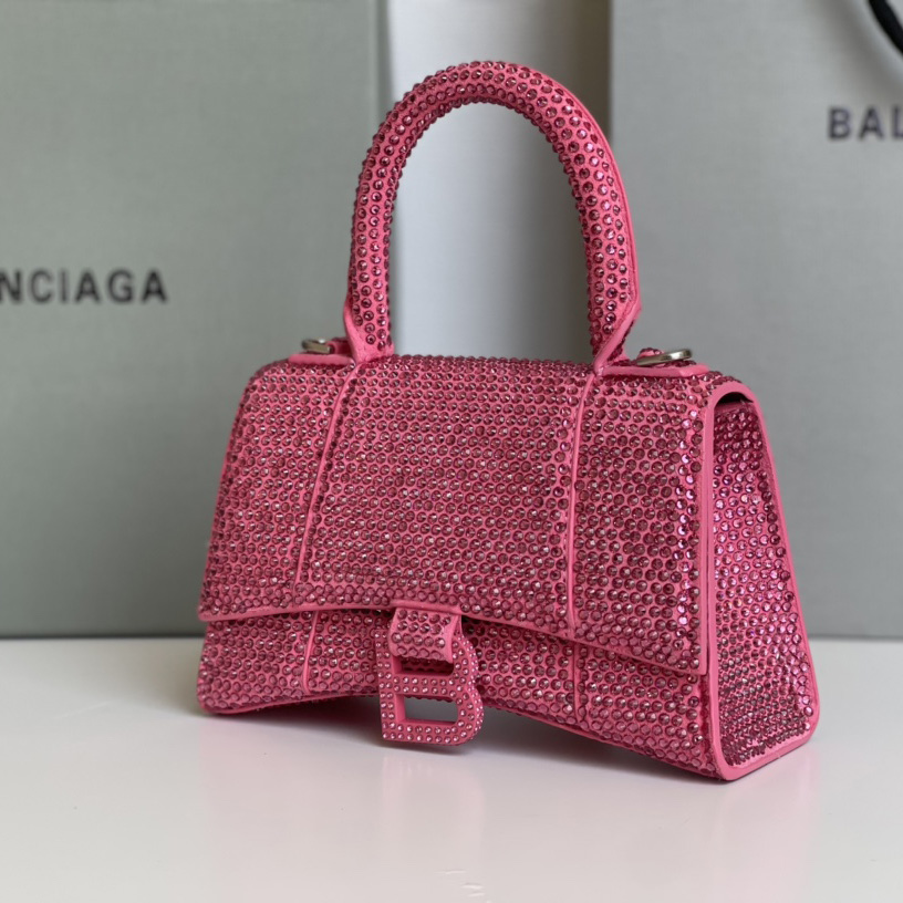 Balenciaga Hourglass XS Handbag With Rhinestones(19-8-21cm) - DesignerGu