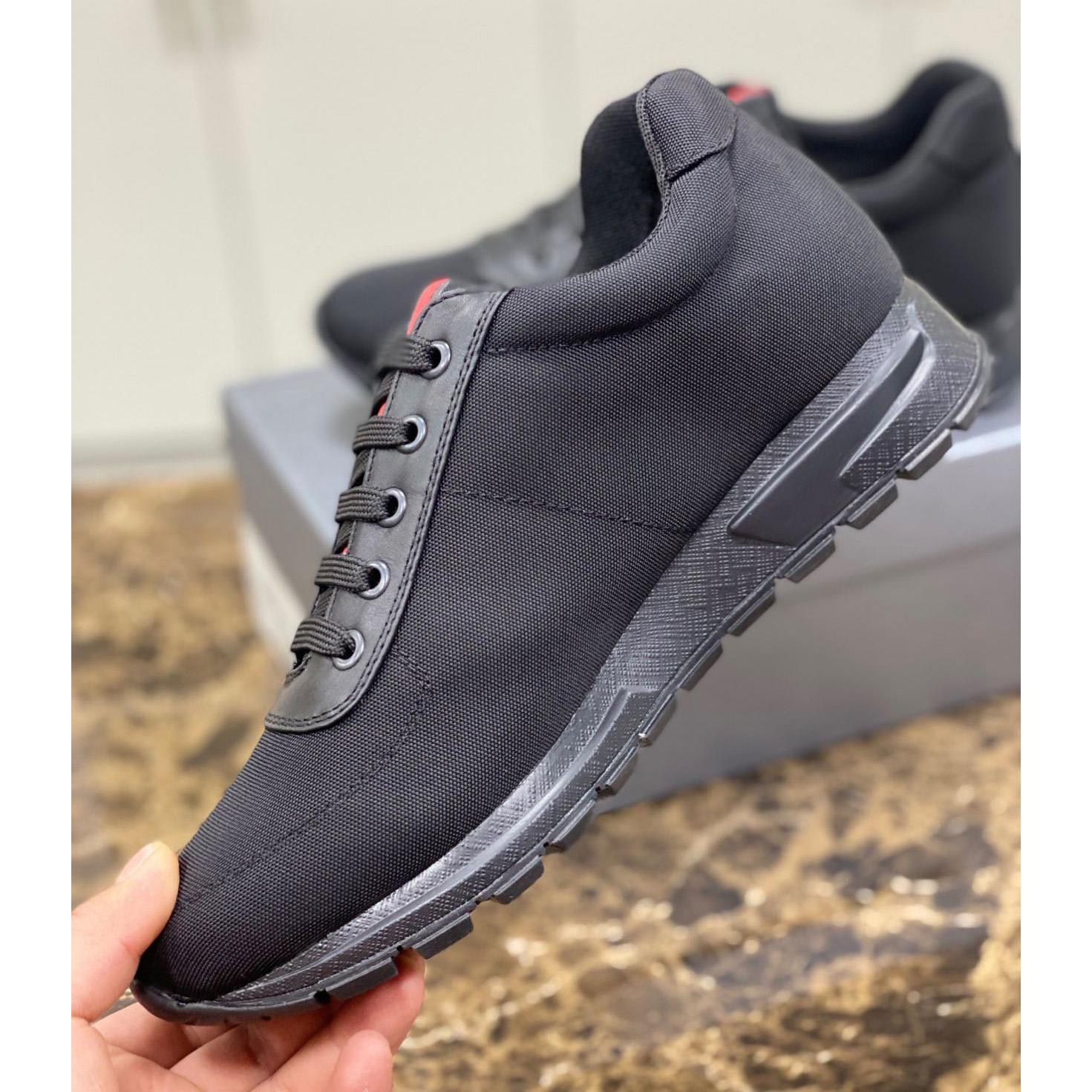 Prada Nylon And Leather Sneakers - DesignerGu