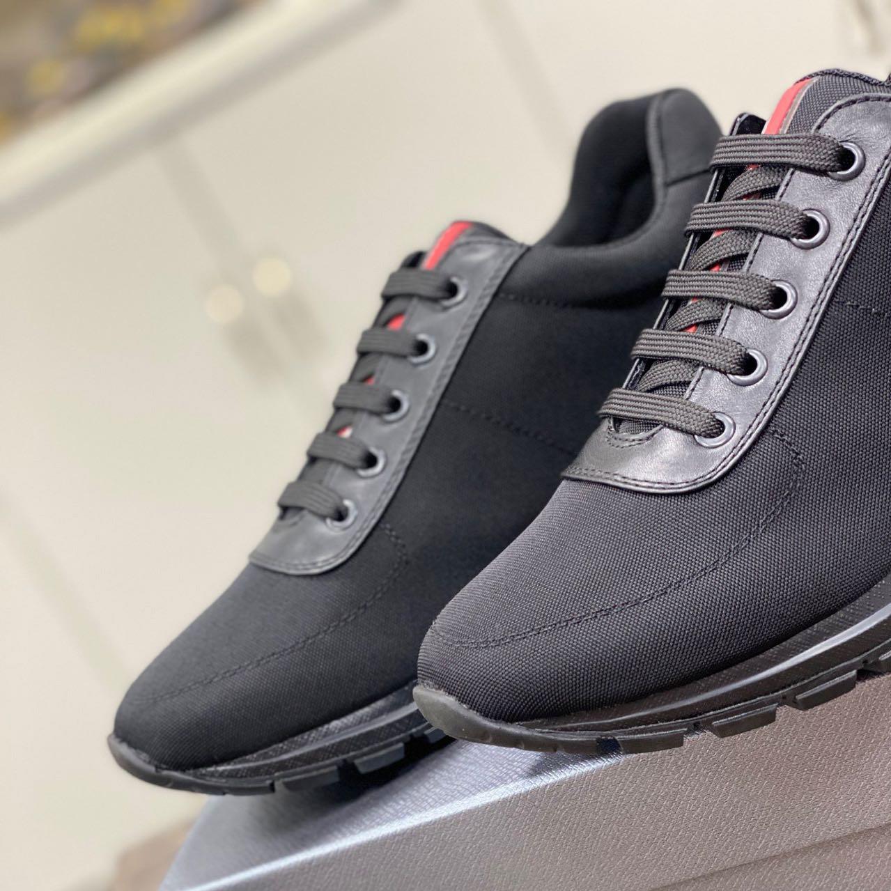 Prada Nylon And Leather Sneakers - DesignerGu