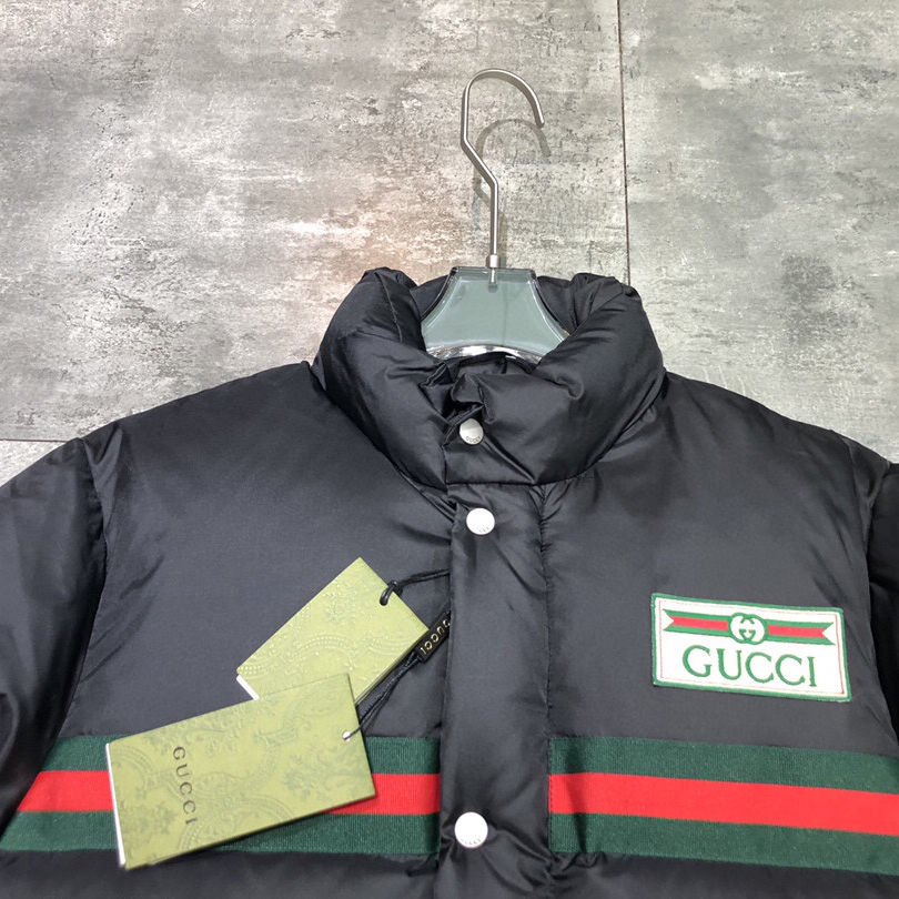 Gucci Padded Nylon Bomber Jacket With Web - DesignerGu