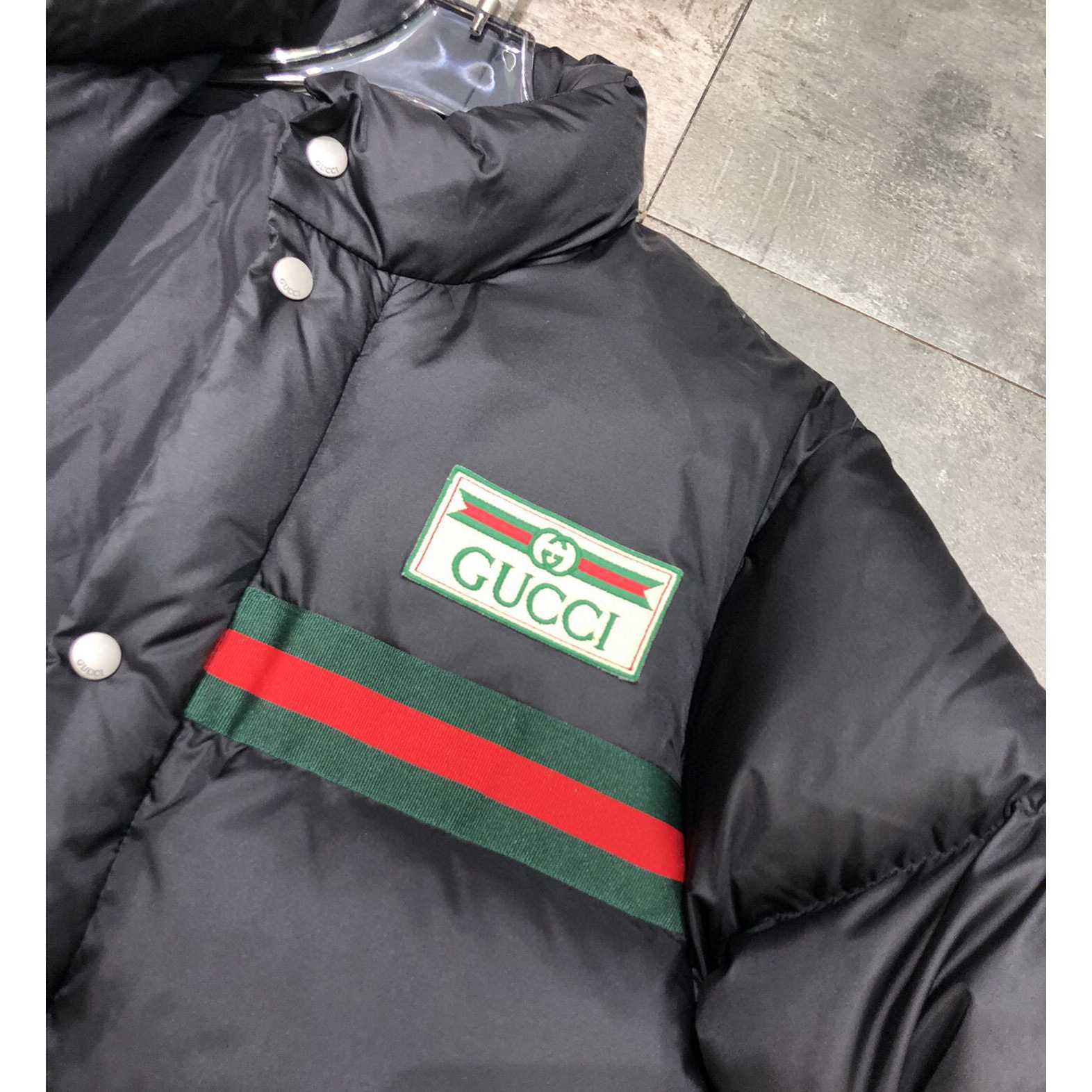 Gucci Padded Nylon Bomber Jacket With Web - DesignerGu