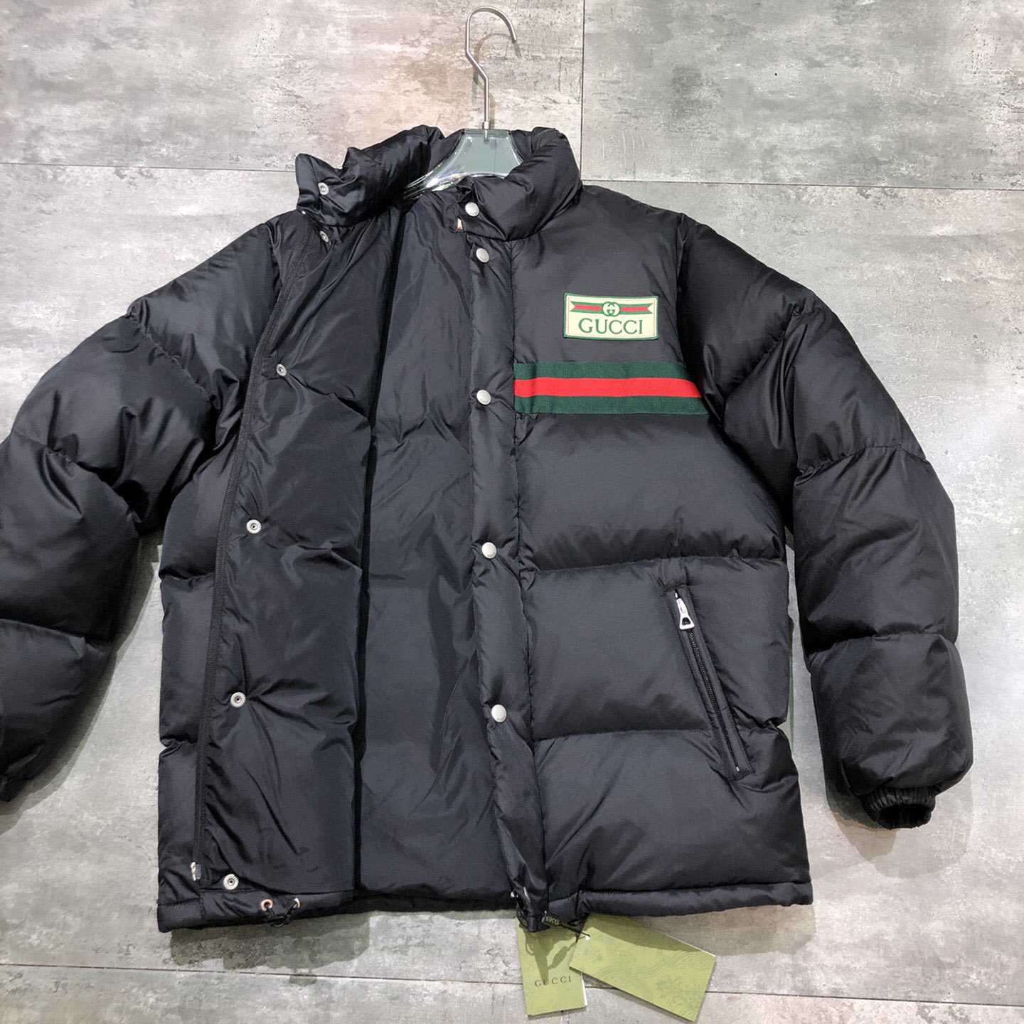 Gucci Padded Nylon Bomber Jacket With Web - DesignerGu