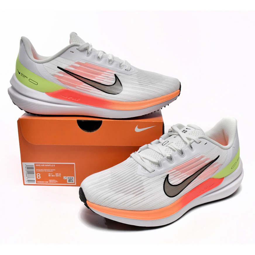 Nike Air Winflo 9 White Orange Sneaker    DD6203-100 - DesignerGu