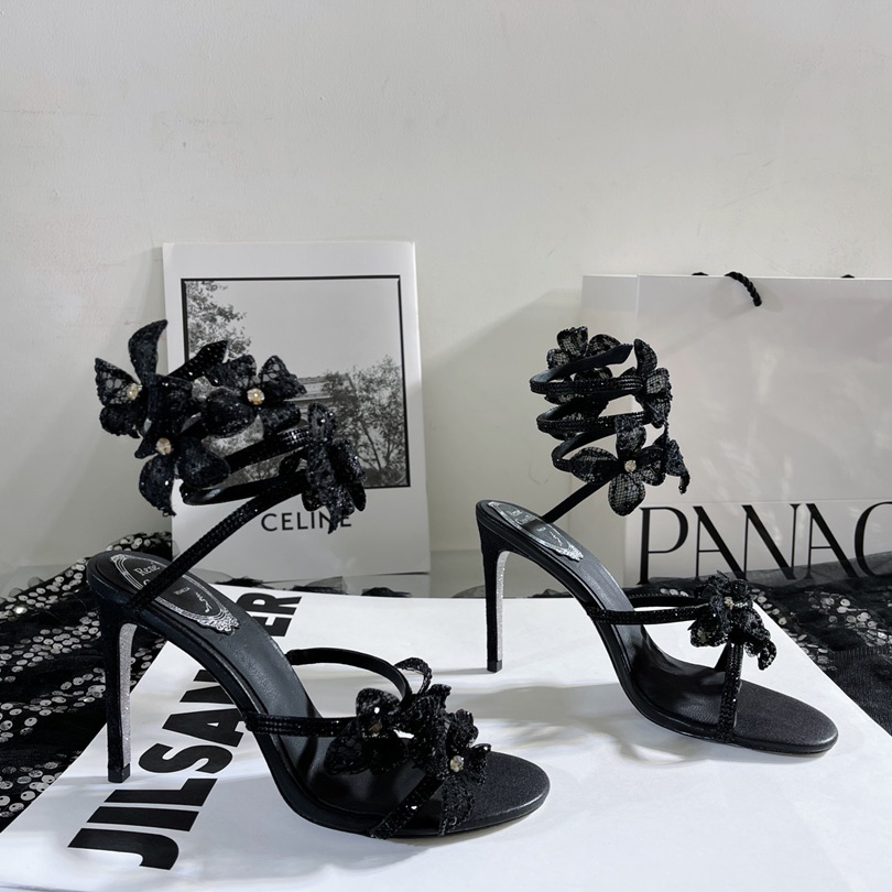 Rene Caovilla High Sandals With Flowers Floriane - DesignerGu