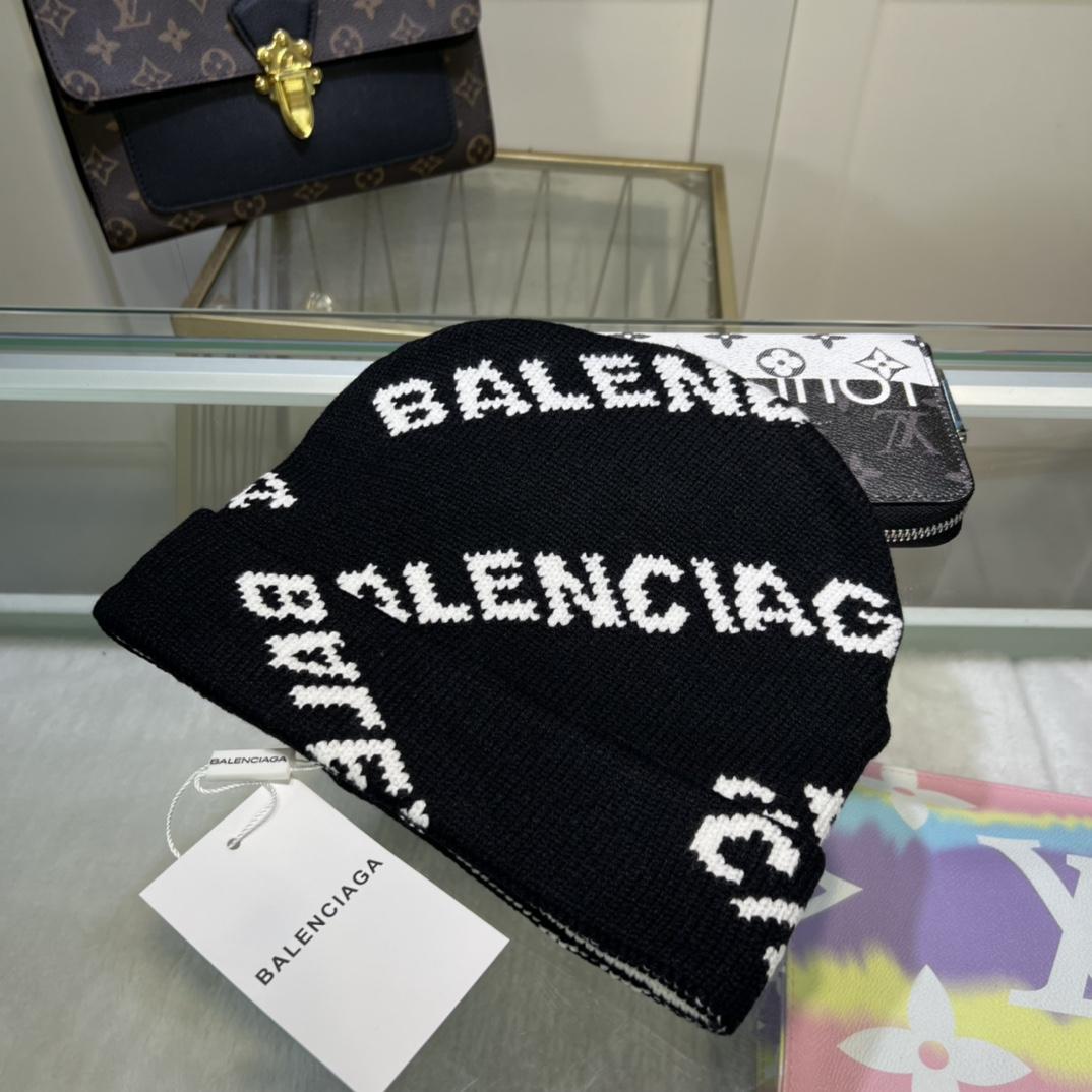 Balenciag Allover Logo Beanie  - DesignerGu