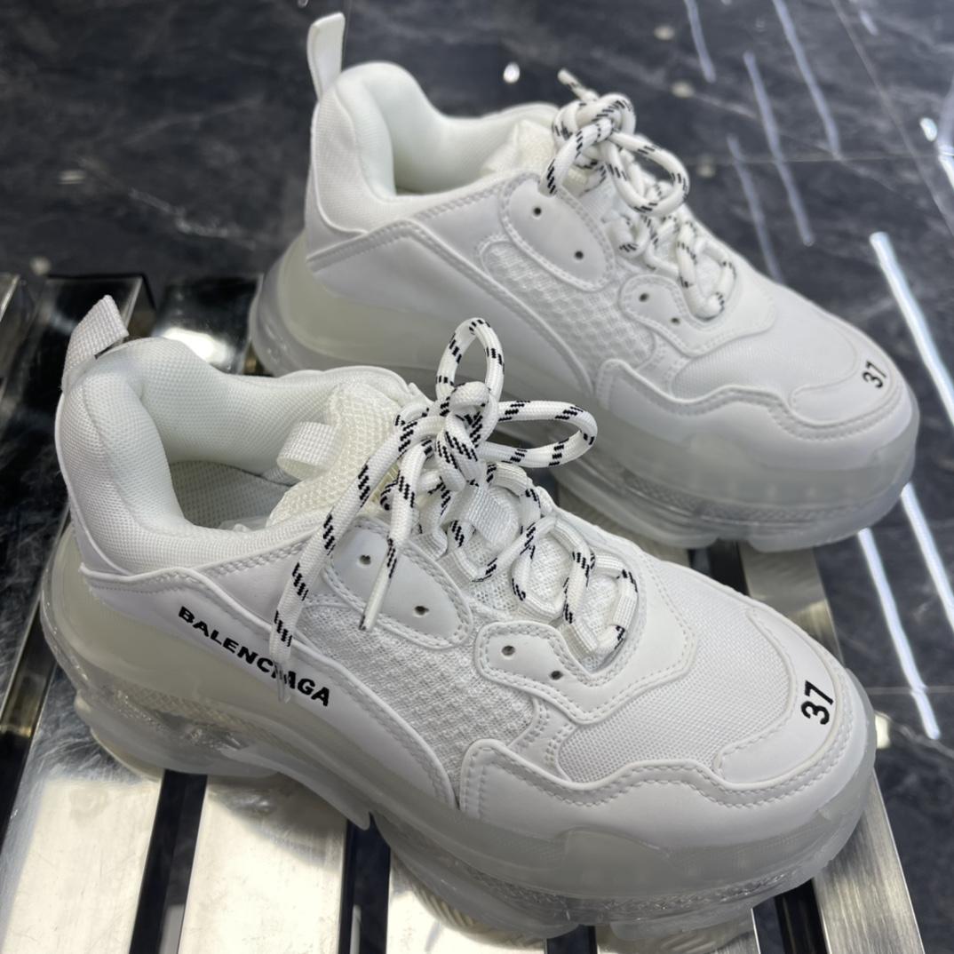 Balenciaga Triple S Sneaker Clear Sole In White Double Foam And Mesh - DesignerGu