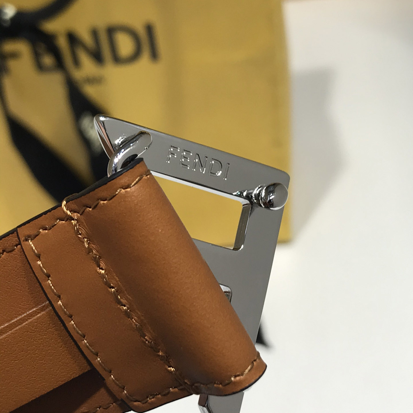 Fendi Brown Leather Belt - DesignerGu