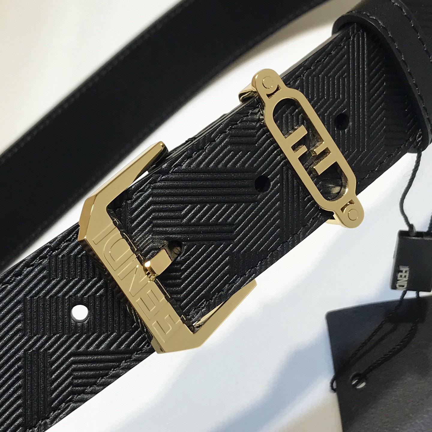 Fendi Edge Black Leather Belt - DesignerGu