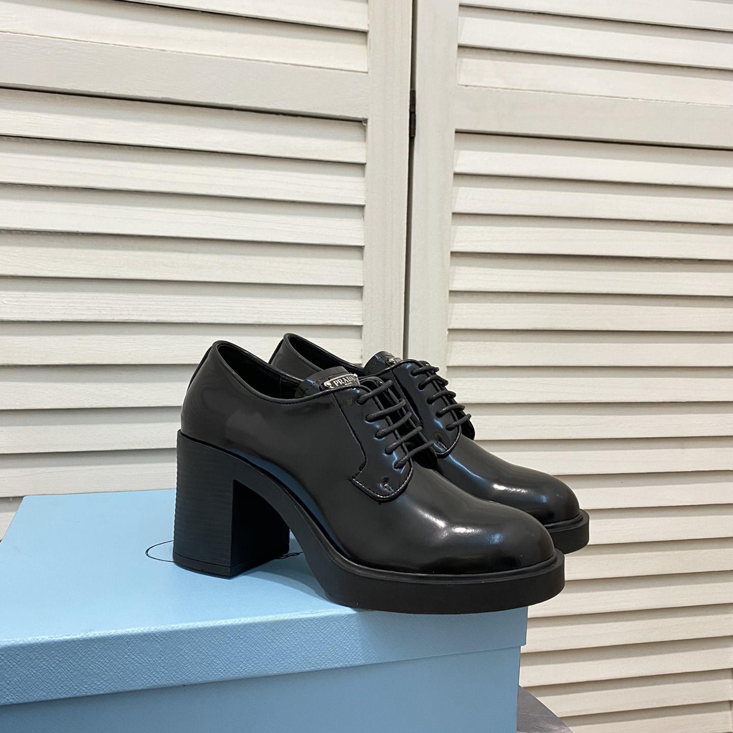 Prada Heeled Brushed Leather Lace-Ups - DesignerGu