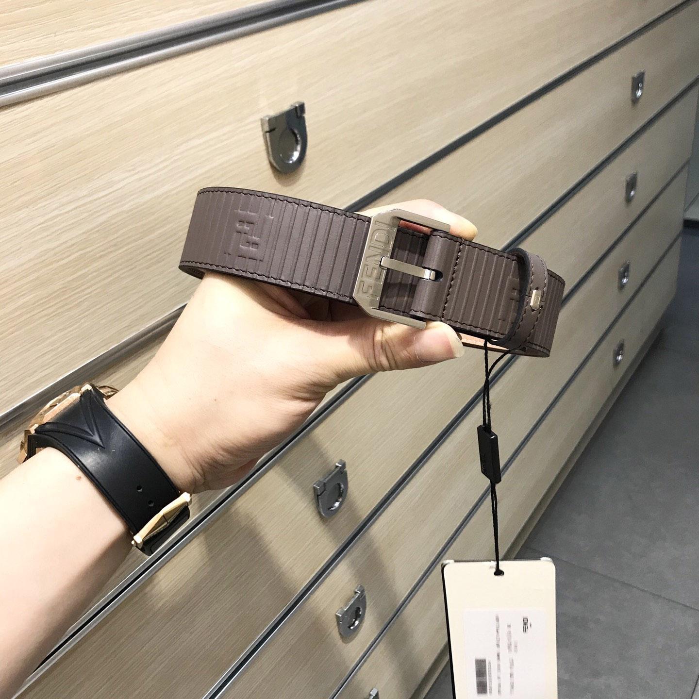 Fendi Brown Leather Belt - DesignerGu